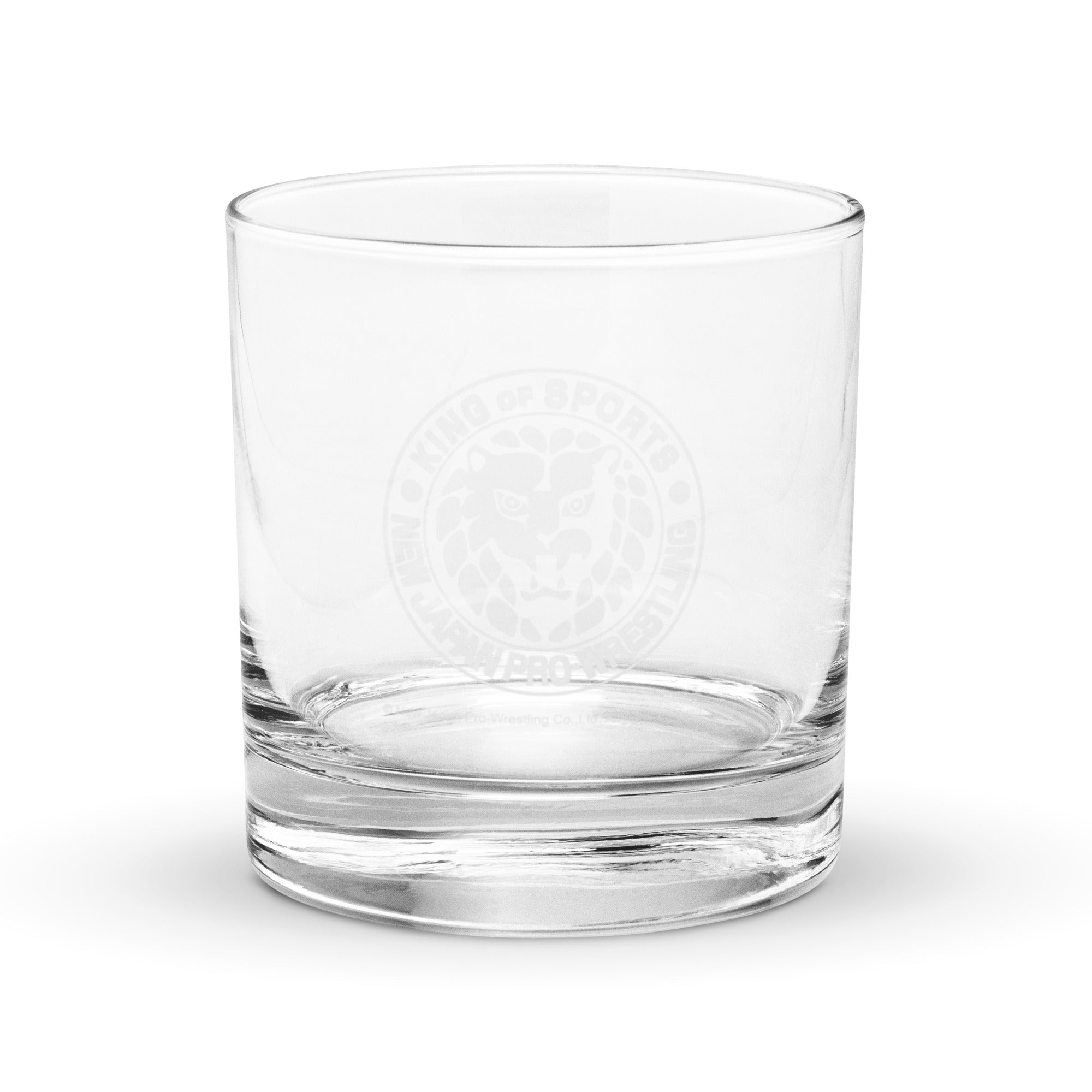NJPW Lion Mark White Logo Rocks Glass