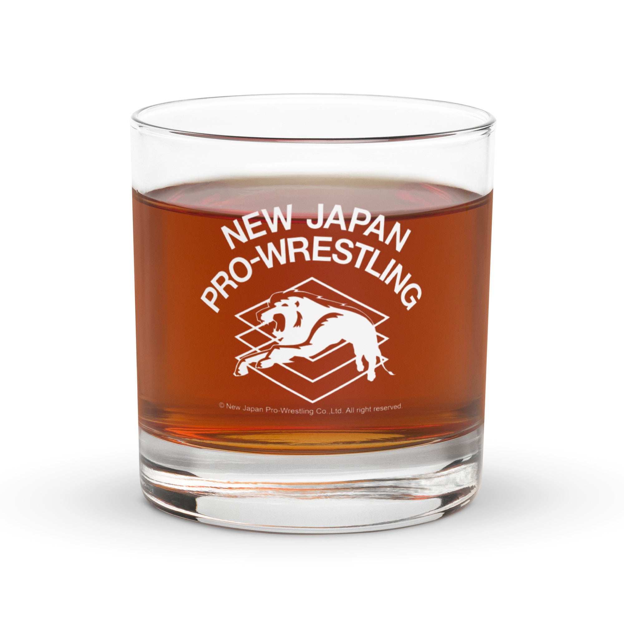 NJPW Retro White Logo Rocks Glass