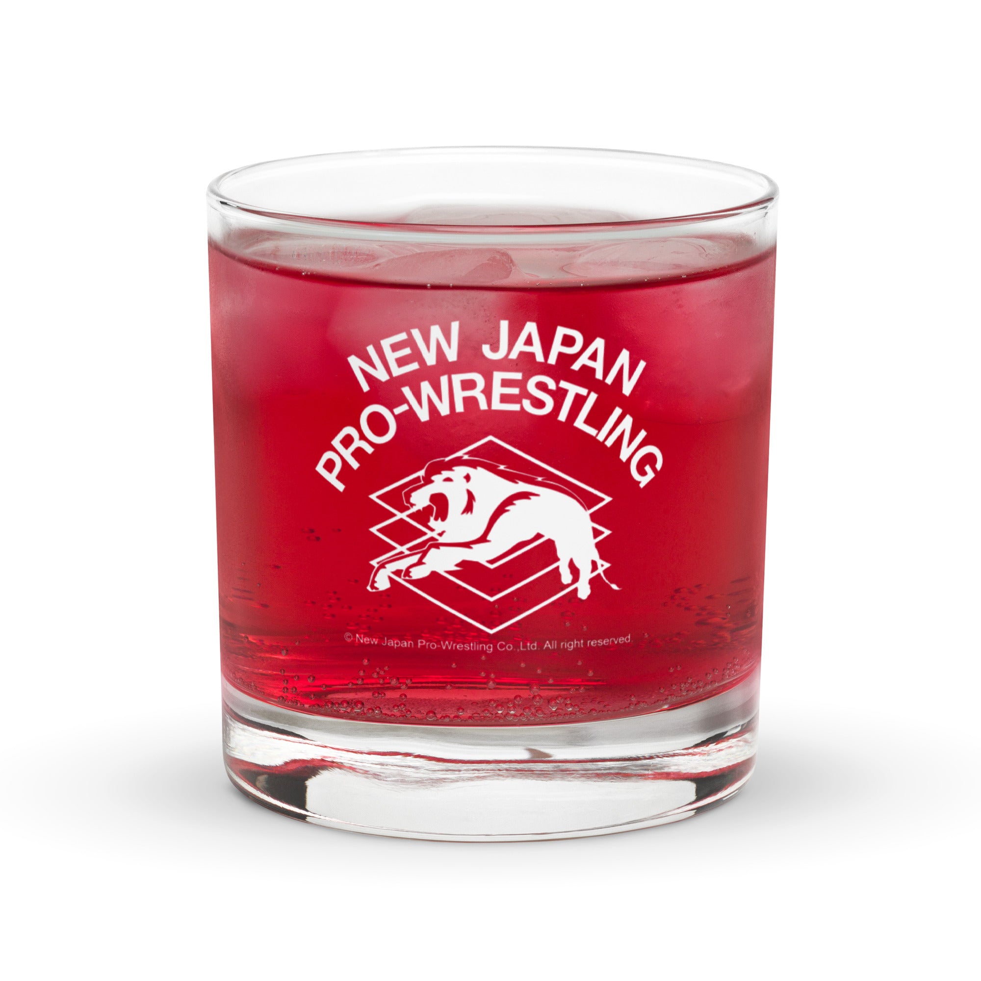 NJPW Retro White Logo Rocks Glass