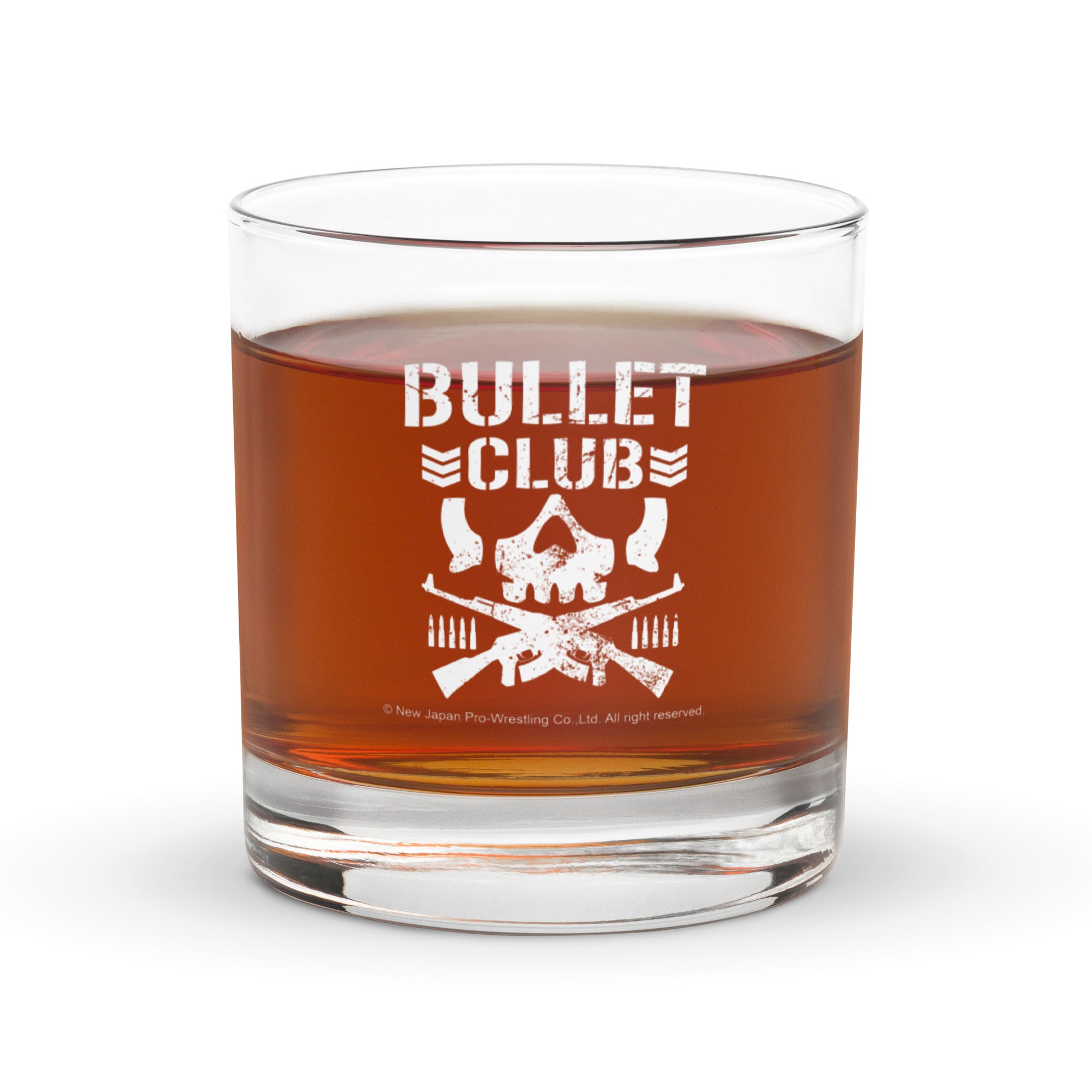 Bullet Club White Logo Rocks Glass