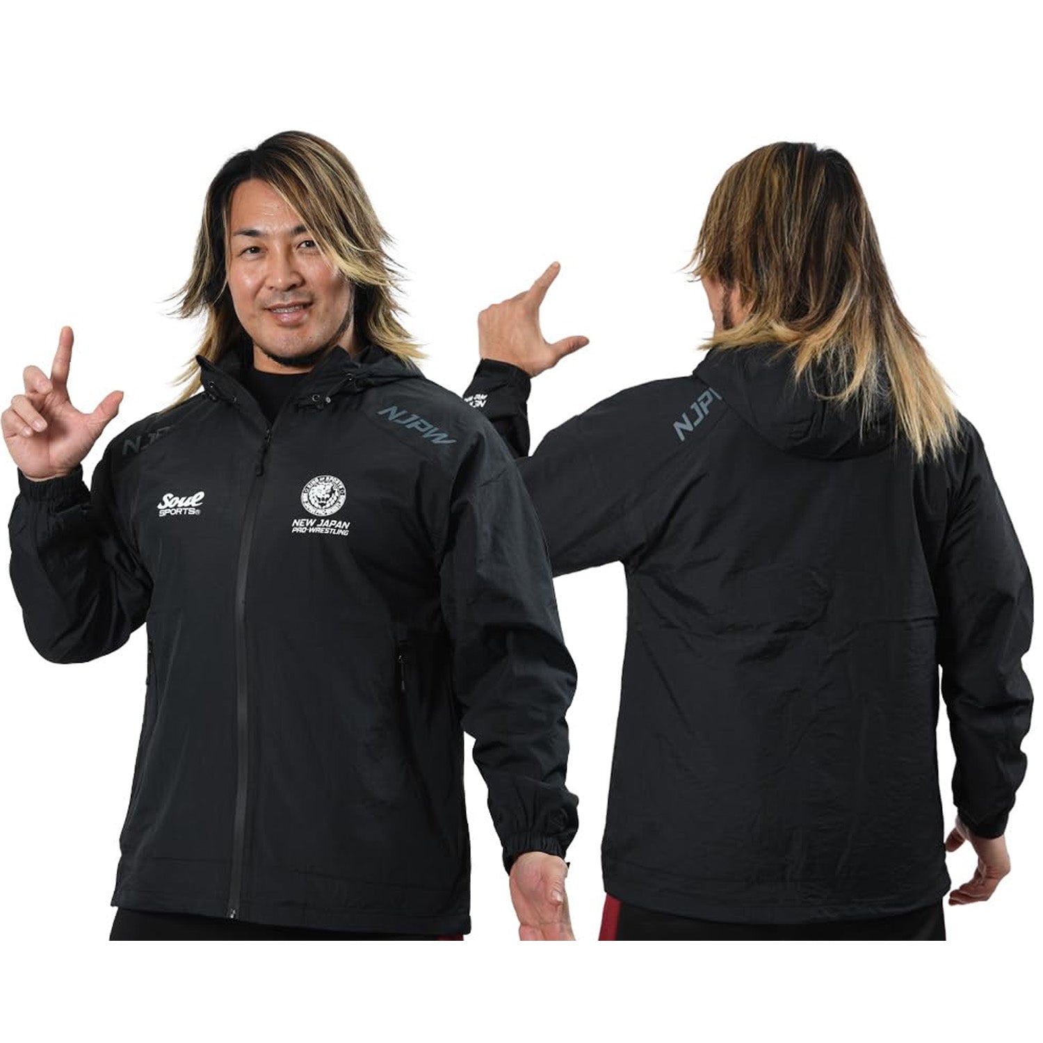 New Japan Pro Wrestling x SOUL SPORTS Nylon Windbreaker (Black)