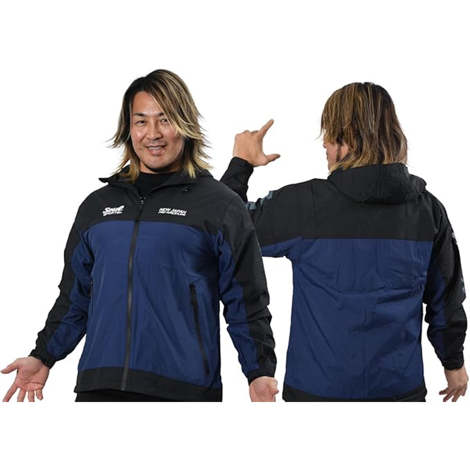 New Japan Pro Wrestling SOUL SPORTS Nylon Windbreaker (Navy/Black)